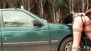 Broad in the beam french slut sodomized in threesome give Papy Voyeur